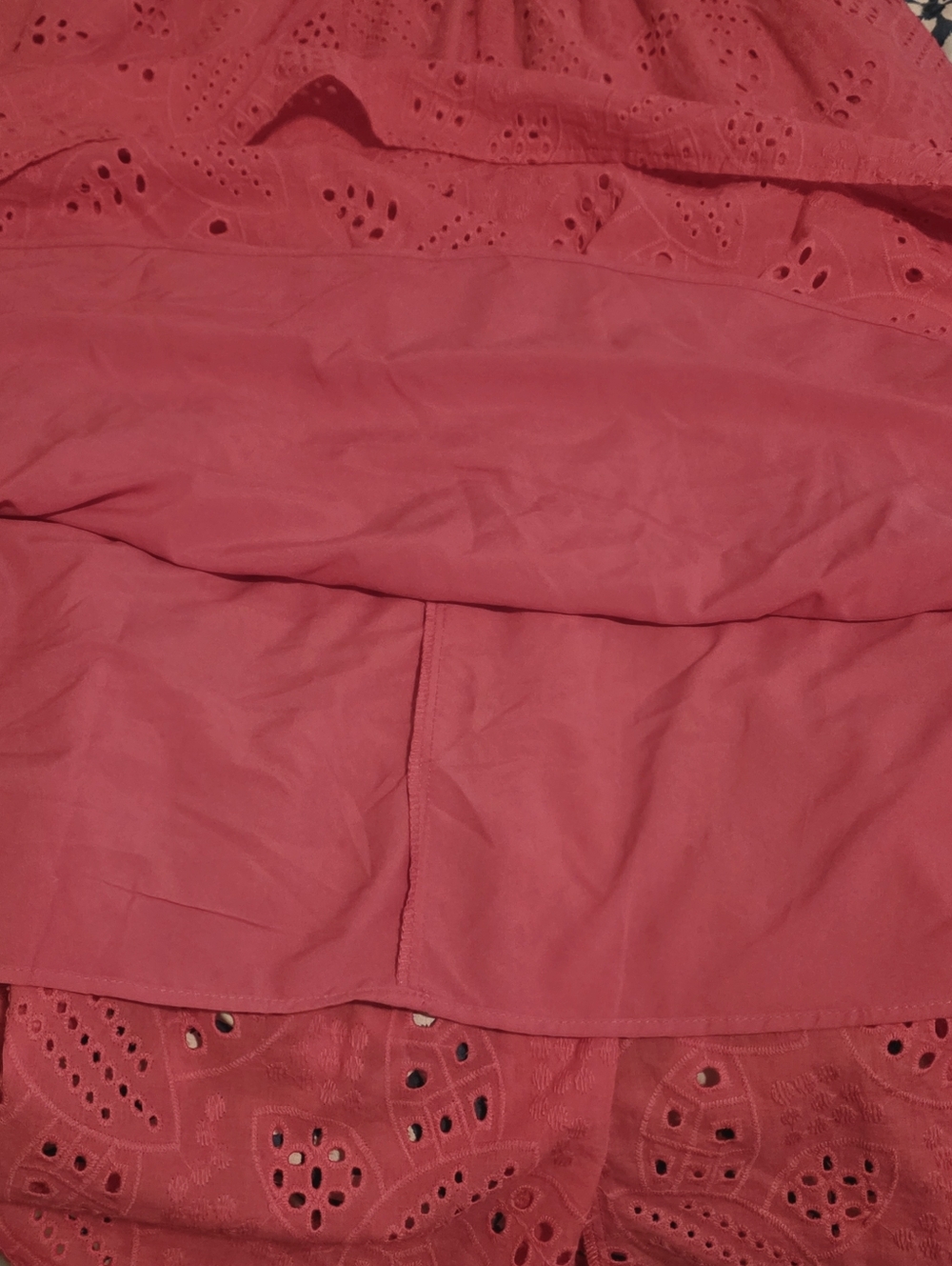 NWT Pretty Garden Hot Pink Eyelet Tiered Dress Ruched Tank Sleeveless Maxi Large - Picture 9 of 13